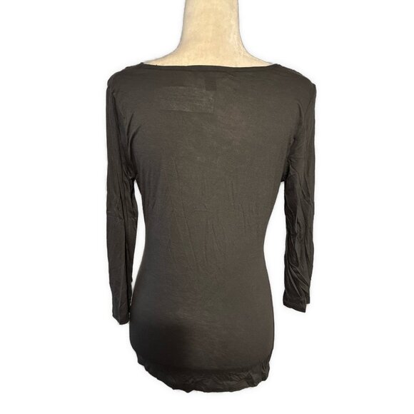 banana republic New Solid Gray Rayon Long Sleeve V Neck Top Small $45 - Picture 2 of 5